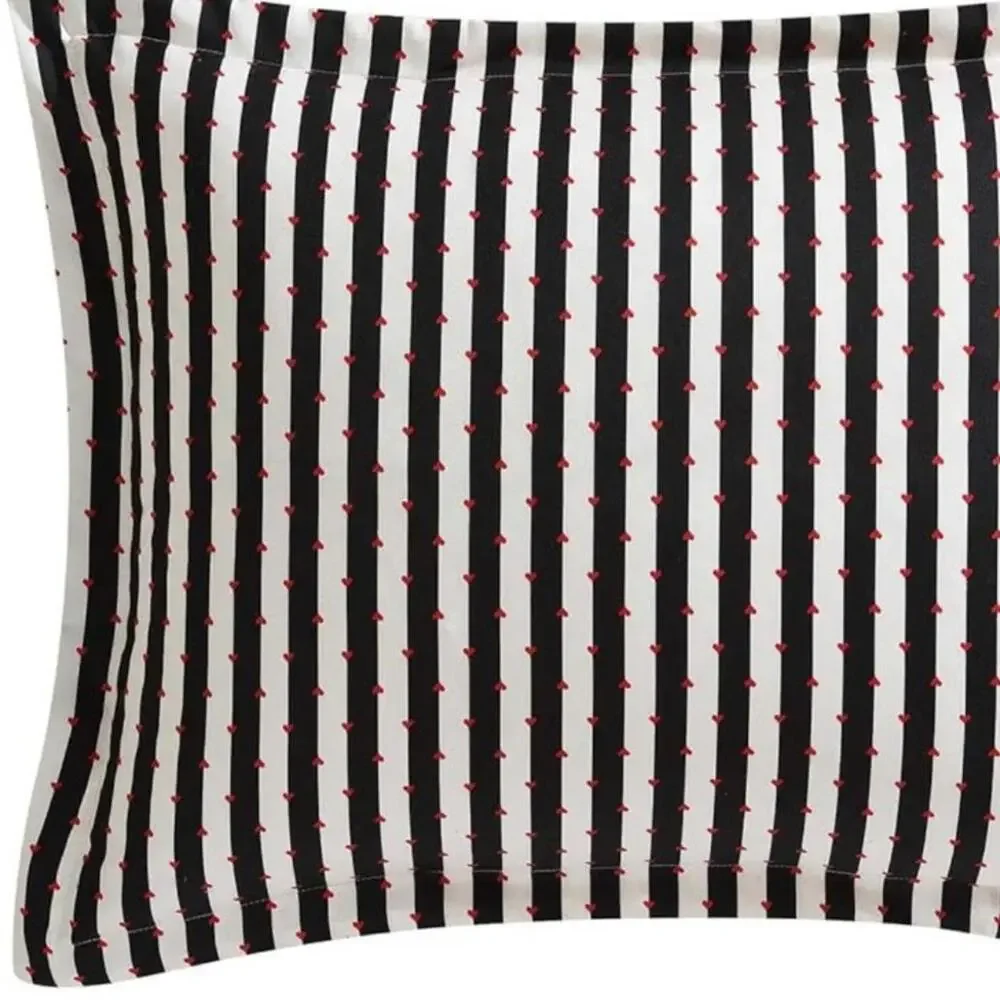 🆕 Betsey Johnson Black White Stripe Duvet QUEEN SET Cover Pillow Cases NIP